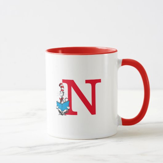 Dr. Seuss Kat in de Hoed - Lezen Monogram N Mok (Rechts)