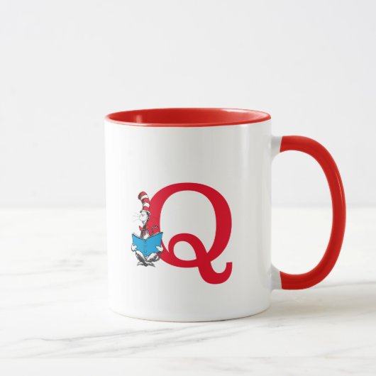 Dr. Seuss Kat in de Hoed - Lezen Monogram Q Mok (Rechts)