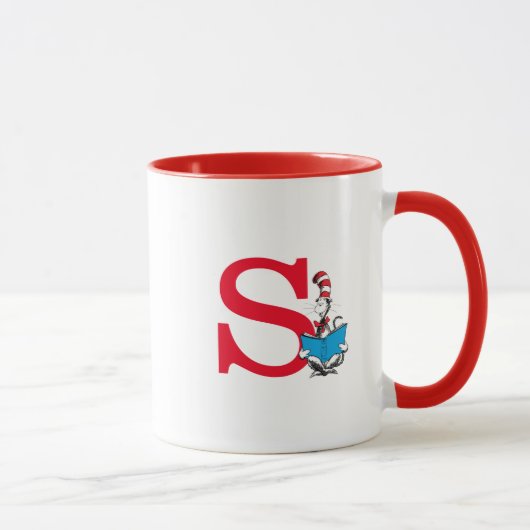 Dr. Seuss Kat in de Hoed - Lezen Monogram S Mok (Rechts)