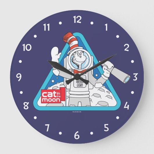 Dr. Seuss | Kat in de Maan Outer Space Graphic Grote Klok (Voorkant)