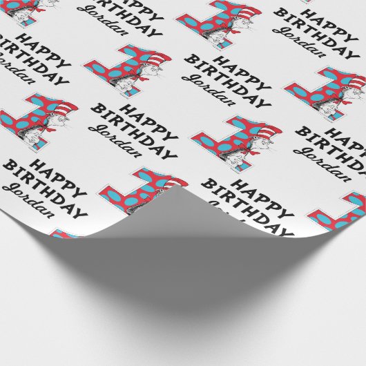 Dr. Seuss | Kat in het Pet 1e Verjaardag Cadeaupapier (Hoek)