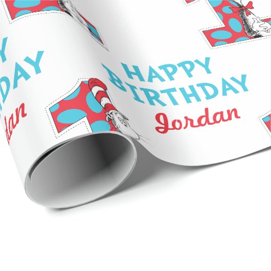 Dr. Seuss | Kat in het Pet 1e Verjaardag Cadeaupapier (Rol Hoek)