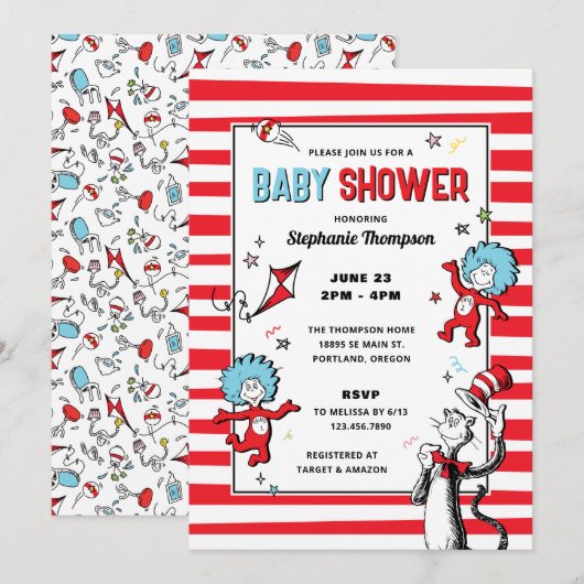 Dr. Seuss - Kat in het Pet | Baby Shower Kaart (Voorkant / Achterkant)