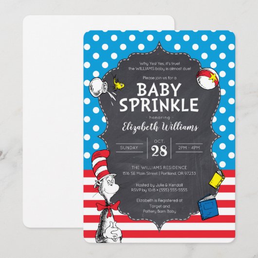 Dr. Seuss - Kat in het Pet Baby Sprinkle Kaart (Voorkant / Achterkant)