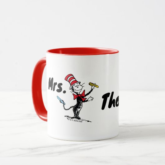 Dr. Seuss | Kat in het Pet Getrokken Naam Mok (Voorkant links)