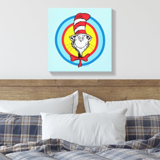 Dr. Seuss | Kat in het Pet Hoofd Graphic Canvas Afdruk (Insitu (Slaapkamer))