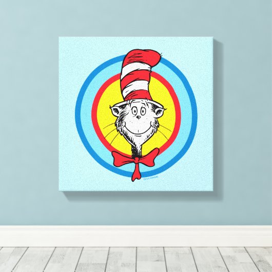 Dr. Seuss | Kat in het Pet Hoofd Graphic Canvas Afdruk (Insitu (Houten vloer))