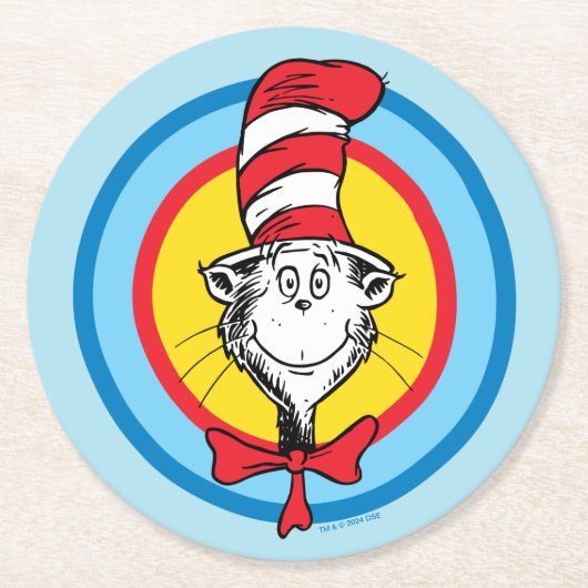 Dr. Seuss | Kat in het Pet Hoofd Graphic Ronde Kartonnen Onderzetter (Voorkant)