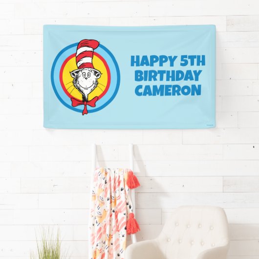 Dr. Seuss | Kat in het Pet Hoofd Graphic Spandoek (Insitu)