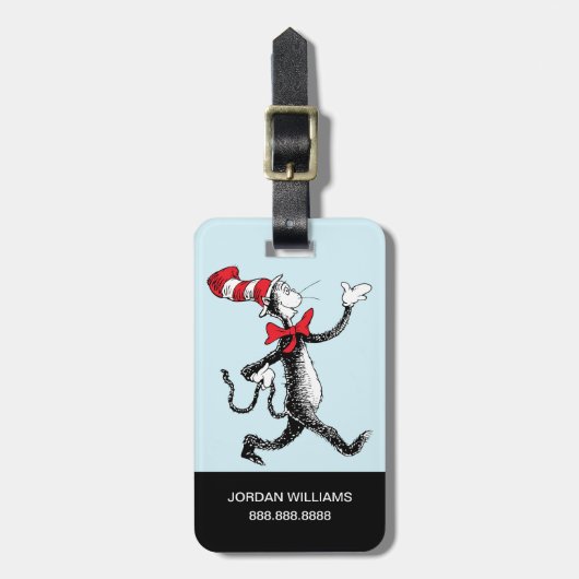 Dr. Seuss | Kat in het Pet Kattenwandeling Bagagelabel (Voorkant verticaal)