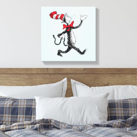 Dr. Seuss | Kat in het Pet Kattenwandeling Canvas Afdruk (Insitu (Slaapkamer))