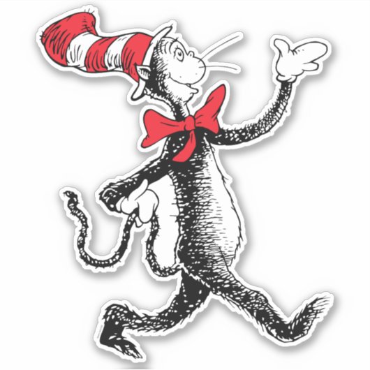 Dr. Seuss | Kat in het Pet Kattenwandeling Sticker (Voorkant)