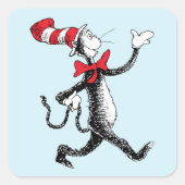 Dr. Seuss | Kat in het Pet Kattenwandeling Vierkante Sticker (Voorkant)