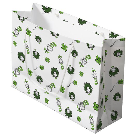 Dr. Seuss | Kat in het Pet Klaverpatroon Groot Cadeauzakje (Voorkant Gekanteld)