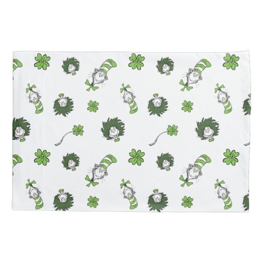 Dr. Seuss | Kat in het Pet Klaverpatroon Kussensloop (Achterkant-Links)