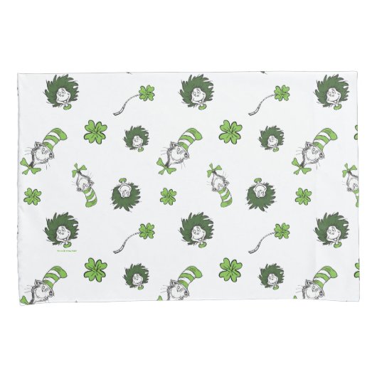 Dr. Seuss | Kat in het Pet Klaverpatroon Kussensloop (Voorkant-Rechts)