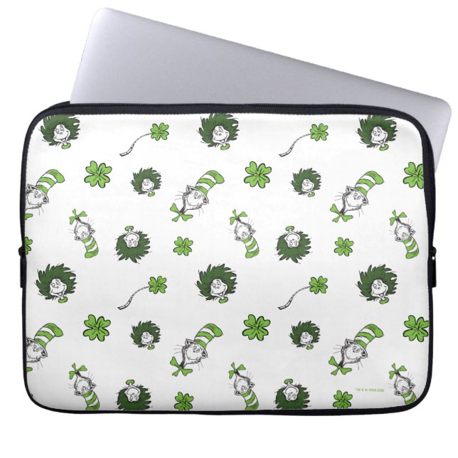 Dr. Seuss | Kat in het Pet Klaverpatroon Laptop Sleeve (Voorkant)