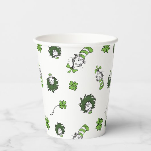 Dr. Seuss | Kat in het Pet Klaverpatroon Papieren Bekers (Achterkant)