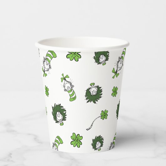 Dr. Seuss | Kat in het Pet Klaverpatroon Papieren Bekers (Voorkant)