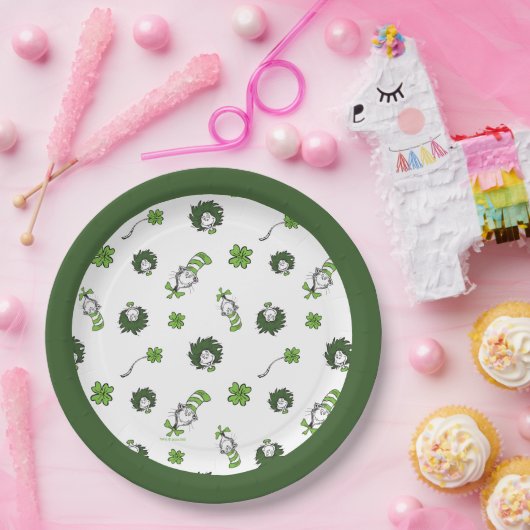 Dr. Seuss | Kat in het Pet Klaverpatroon Papieren Bordje (Feest)
