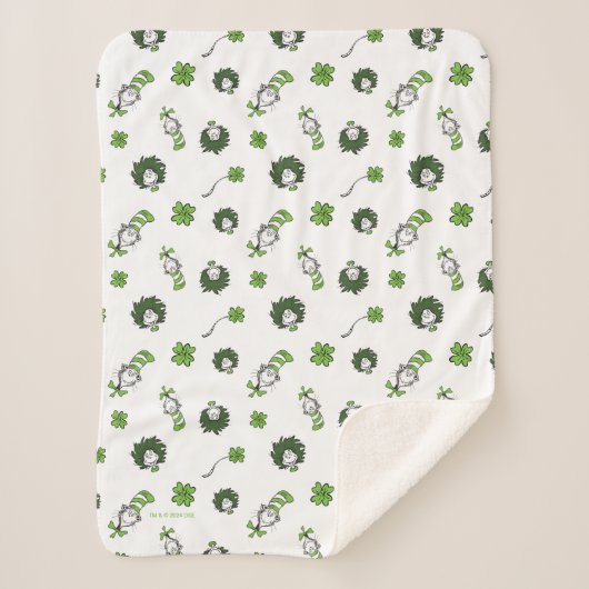 Dr. Seuss | Kat in het Pet Klaverpatroon Sherpa Deken (Voorkant)