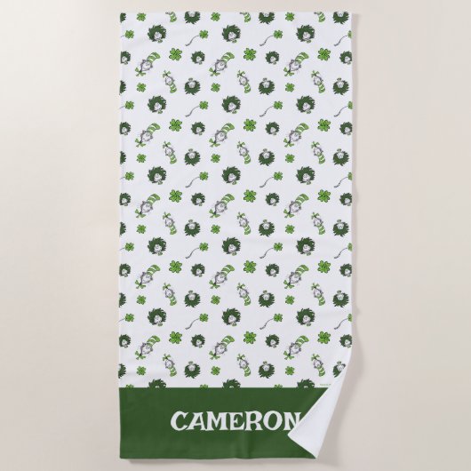 Dr. Seuss | Kat in het Pet Klaverpatroon Strandlaken (Voorkant)