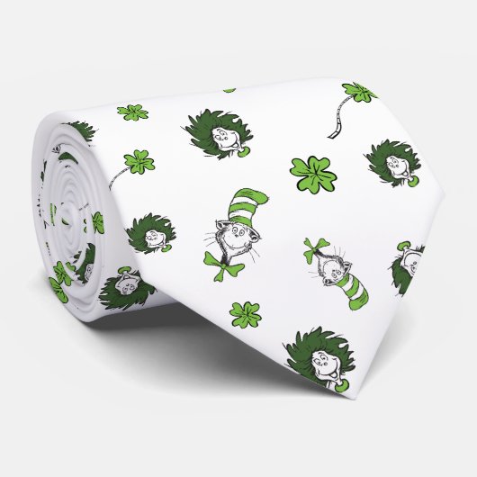 Dr. Seuss | Kat in het Pet Klaverpatroon Stropdas (Opgerold)