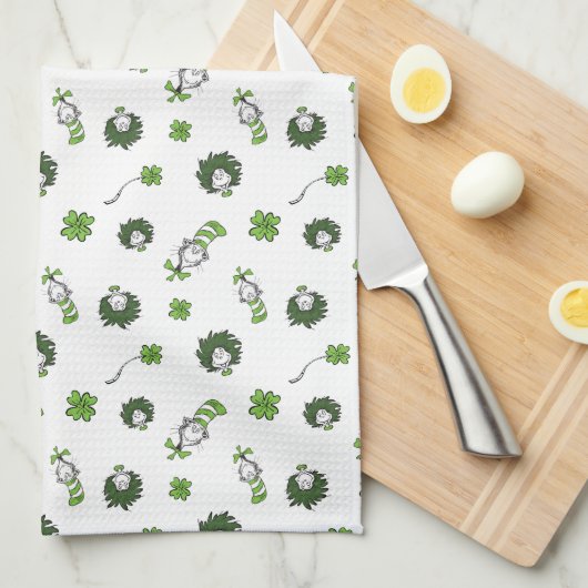 Dr. Seuss | Kat in het Pet Klaverpatroon Theedoek (Quarter Fold)