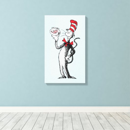 Dr. Seuss | Kat in het Pet & Krinklebine Canvas Afdruk (Insitu (Houten vloer))