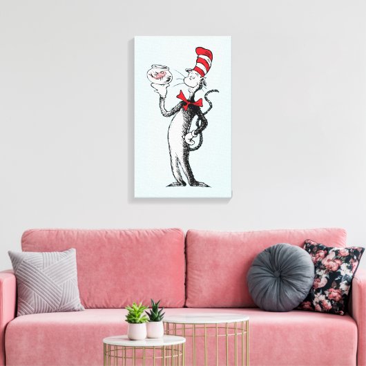 Dr. Seuss | Kat in het Pet & Krinklebine Canvas Afdruk (Insitu (Woonkamer))