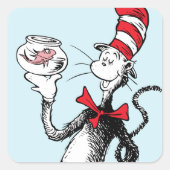 Dr. Seuss | Kat in het Pet & Krinklebine Vierkante Sticker (Voorkant)