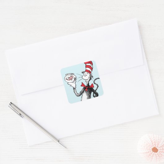 Dr. Seuss | Kat in het Pet & Krinklebine Vierkante Sticker (Envelop)