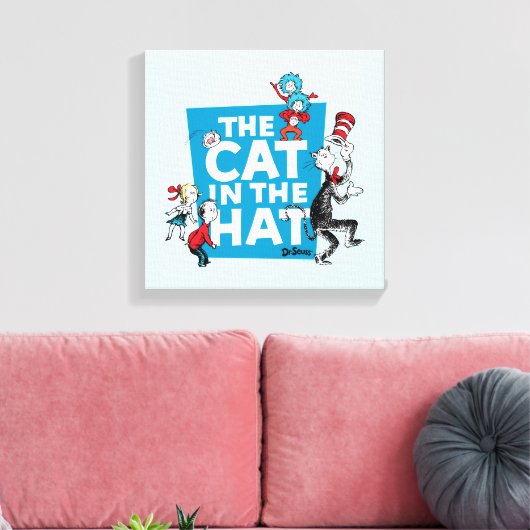 Dr. Seuss | Kat in het Pet Logo - Tekens Canvas Afdruk (Insitu (Woonkamer))