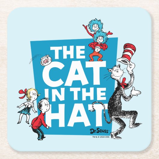 Dr. Seuss | Kat in het Pet Logo - Tekens Kartonnen Onderzetters (Voorkant)