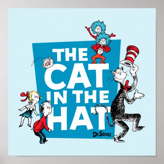 Dr. Seuss | Kat in het Pet Logo - Tekens Poster (Voorkant)