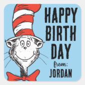 Dr. Seuss | Kat in het Pet  Logo Vierkante Sticker (Voorkant)