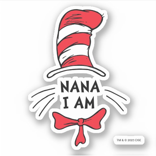 Dr. Seuss | Kat in het Pet - Nana I am Sticker (Voorkant)