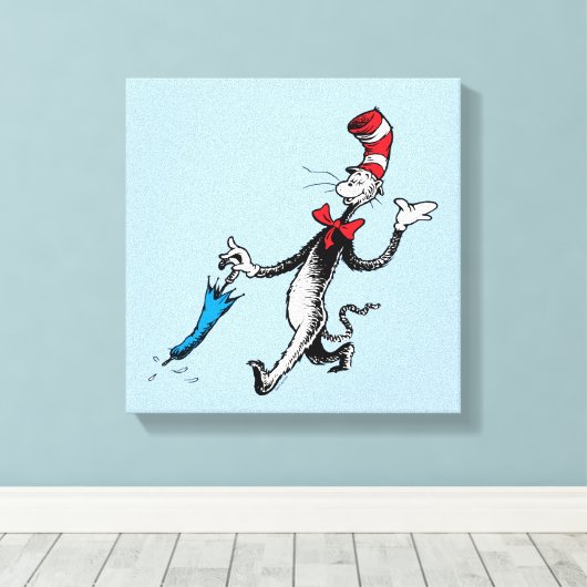 Dr. Seuss | Kat in het Pet Paraplu Walk Canvas Afdruk (Insitu (Houten vloer))
