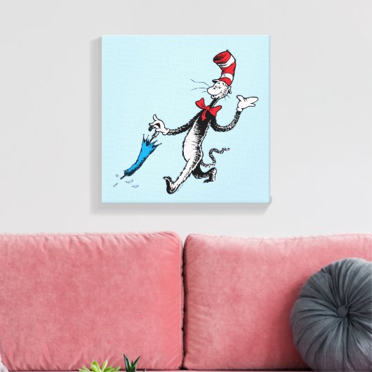 Dr. Seuss | Kat in het Pet Paraplu Walk Canvas Afdruk (Insitu (Woonkamer))
