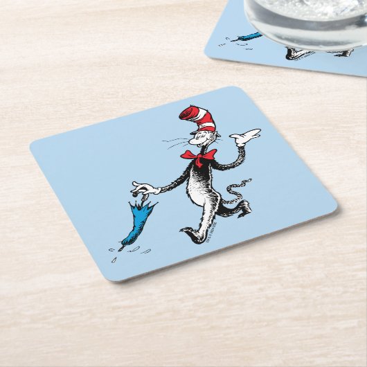 Dr. Seuss | Kat in het Pet Paraplu Walk Kartonnen Onderzetters (Schuin)