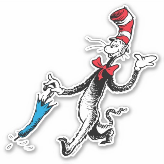 Dr. Seuss | Kat in het Pet Paraplu Walk Sticker (Voorkant)