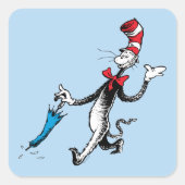 Dr. Seuss | Kat in het Pet Paraplu Walk Vierkante Sticker (Voorkant)