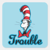 Dr. Seuss | Kat in het Pet Problemen Vierkante Sticker (Voorkant)