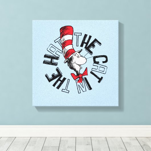 Dr. Seuss | Kat in het Pet Ronde kunst Canvas Afdruk (Insitu (Houten vloer))