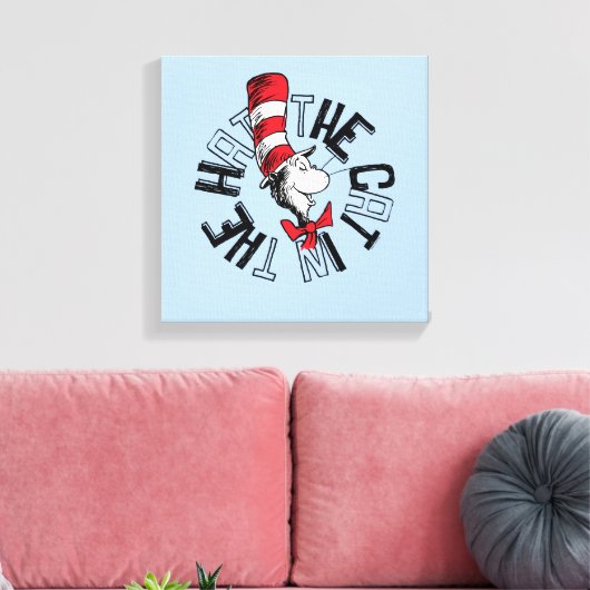 Dr. Seuss | Kat in het Pet Ronde kunst Canvas Afdruk (Insitu (Woonkamer))