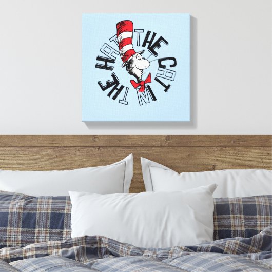 Dr. Seuss | Kat in het Pet Ronde kunst Canvas Afdruk (Insitu (Slaapkamer))
