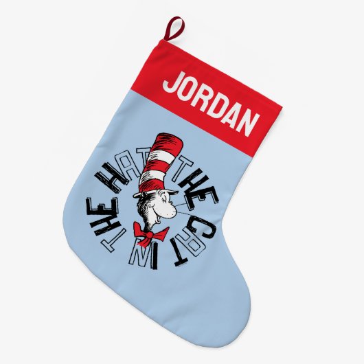 Dr. Seuss | Kat in het Pet Ronde kunst Grote Kerstsok (Voorkant (Hangend))