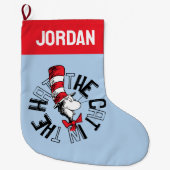 Dr. Seuss | Kat in het Pet Ronde kunst Grote Kerstsok (Voorkant)