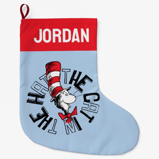 Dr. Seuss | Kat in het Pet Ronde kunst Grote Kerstsok (Voorkant)