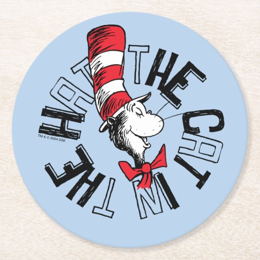 Dr. Seuss | Kat in het Pet Ronde kunst Kartonnen Onderzetter (Voorkant)